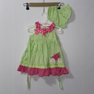 Rare Editions Watermelon Baby Dress Set – Size 12M